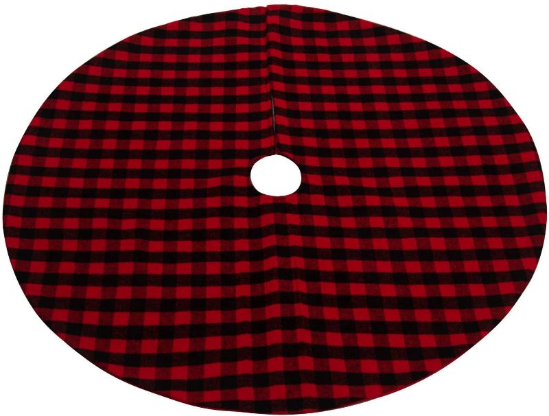 Photo 1 of CXDY Plaid Christmas Tree Skirt Ornament 48inch Diameter Christmas Decoration New Year Party Supply