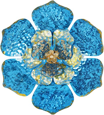 Photo 1 of 
Ridota Metal Flower Wall Decor, 11.5" Metal Hanging Wall Art Sculpture, Metal Wall Art Decor for Indoor Outdoor Home Bedroom Living Room, Blue
