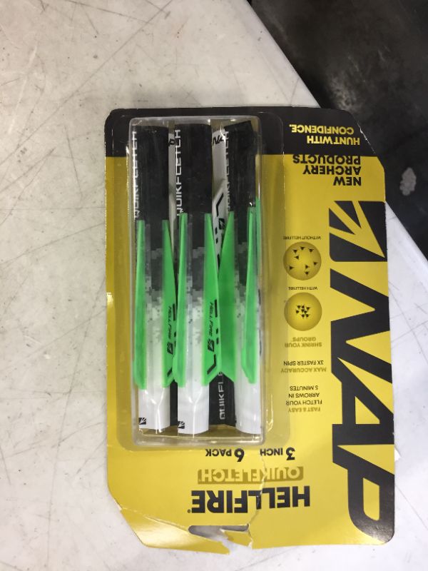 Photo 2 of New Archery Products NAP Quikfletch 3" Hellfire Fletching (6 Pack), Green, One Size, Model: 60-016