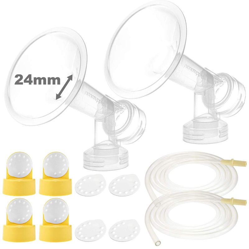 Photo 1 of Nenesupply Pump Parts Compatible with Medela Pump In Style Breastpump 2 Medium 24mm Breastshield 4 Valve 8 Membrane 2 Tubing Replacement Kit for Medela Pump Parts Replace Medela Flange