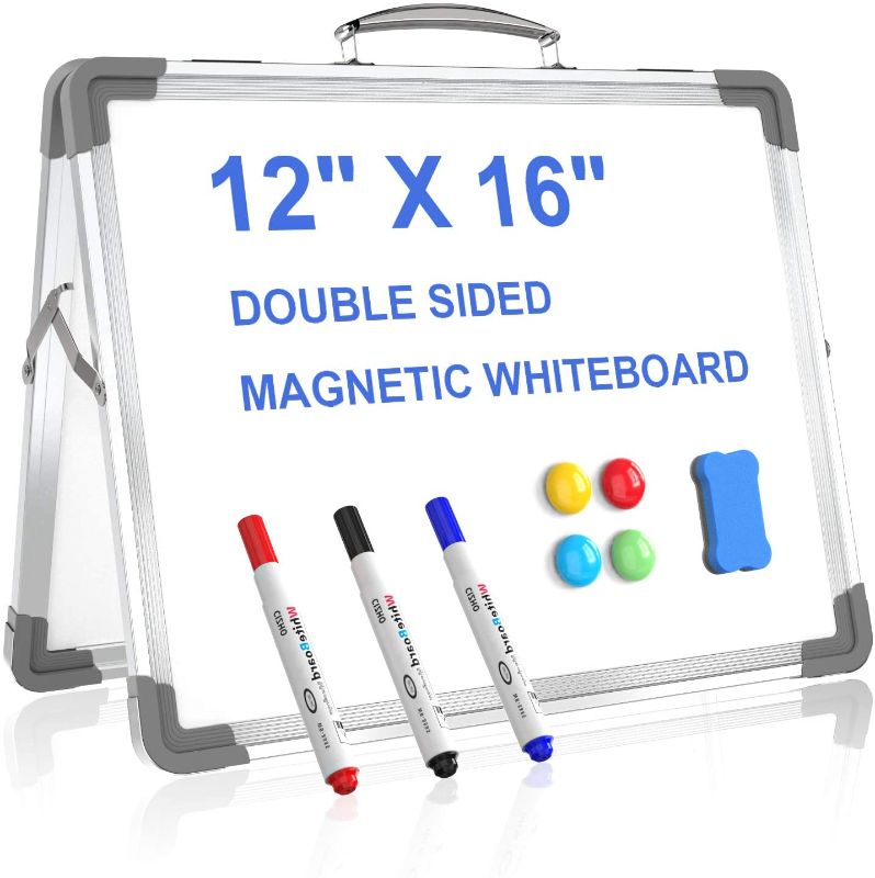 Photo 1 of IOEN Small Dry Erase White Board 16" x 12" Double Sided Desktop Foldable Whiteboard Portable Dry Erase Board for Kids Drawing Teacher Instruction