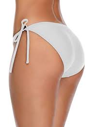 Photo 1 of Lanmiya Women's Swim Bottom Tie Side Bikini Bottom Tankini Swimsuit Briefs, White, Small