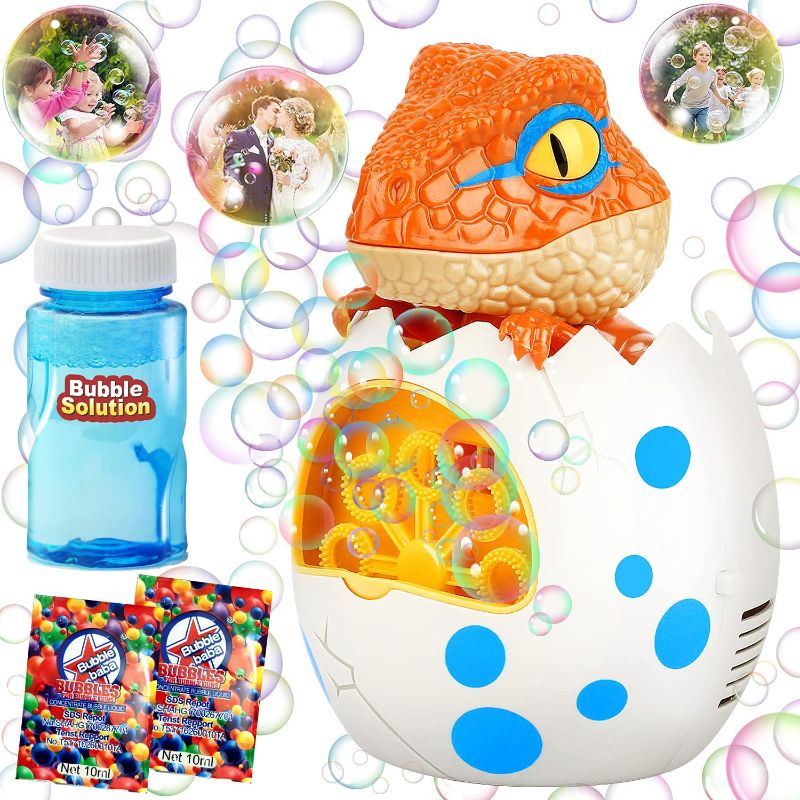 Photo 1 of Bubble Machine for Kids Dinosaur Bubble Blower, Dino Automatic Bubble Maker with Solution for Toddlers