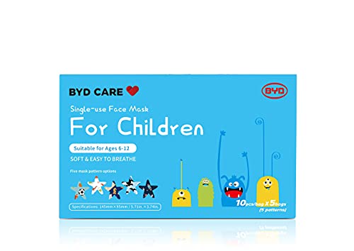 Photo 1 of BYD CARE Back to School Single Use Cartoon Face Mask for Children, 3-Layer, 50 Count