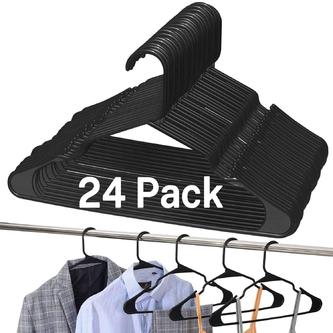 Photo 1 of bagail black plastic hangers everyday standard use, 24 pack
