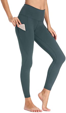 Photo 1 of Willit Women's Fleece Lined Leggings Winter Yoga Running Leggings with Pockets High Waisted Pants Workout Thermal Tights, Aqua, Large