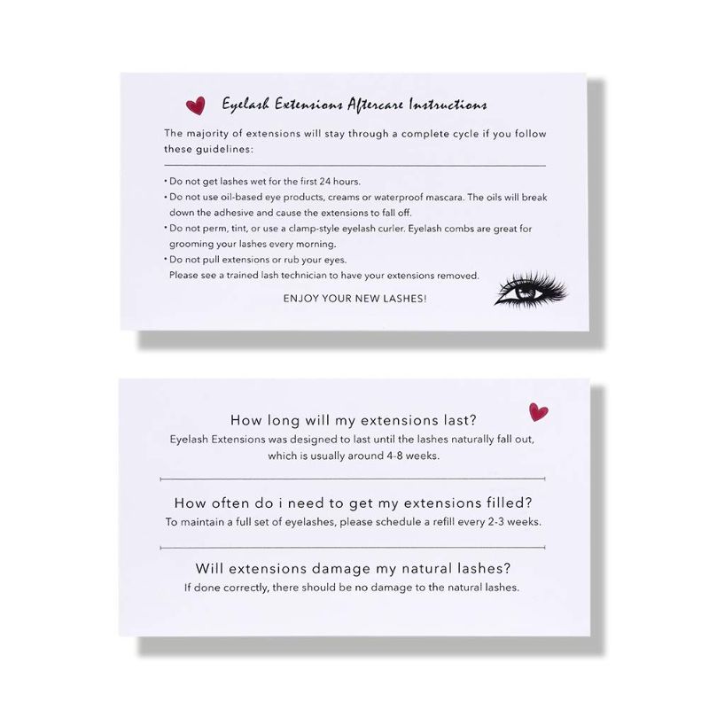 Photo 1 of BEYELIAN BEAUTY Eyelash Extensions Aftercare Instructions Business Cards for Lash Stylists | Package of 30 | Double Sided | Size 3.93 x 2.16" inches