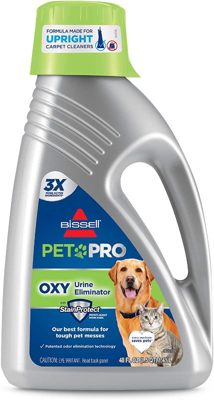 Photo 1 of Bissell Professional Pet Urine Eliminator + Oxy Carpet Cleaning Formula, 48 oz, 1990, 48 Ounce, CAP DAMAGED