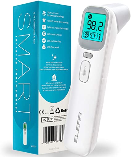 Photo 1 of ELERA Ear and Forehead Thermometer, Infrared Thermometer for Baby, Infant, Adults and Objects, 1 Second Reading, Memory Recall with Fever Alarm and Mute Mode