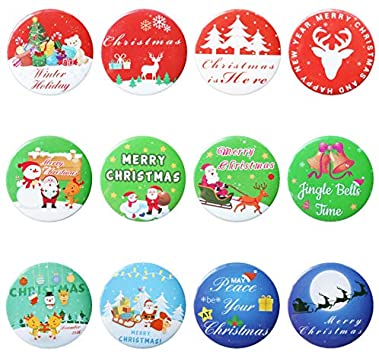Photo 1 of 36 Pieces Merry Christmas Button pins Xmas Pin Badges Christmas Mini Pinback Buttons for Xmas Party Favors Supplies