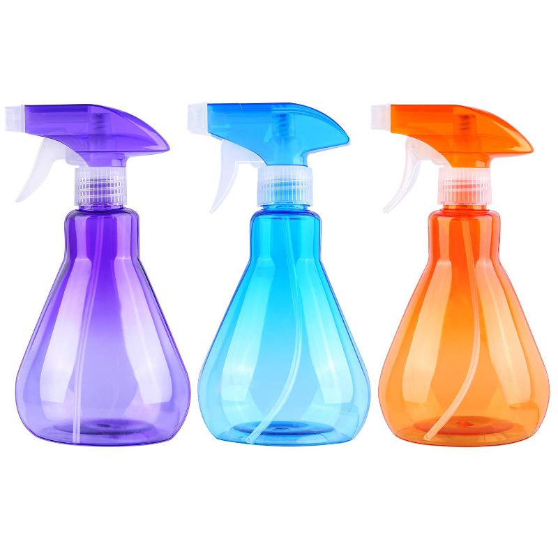 Photo 1 of Aodaer Pack of 3 500 ml Empty Spray Bottles Plastic Spray Bottles Refillable Bottles Garden Sprayers for Cleaning, Gardening, Orange, Blue, Purple