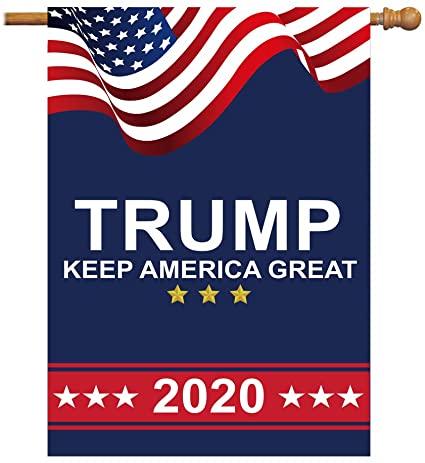 Photo 1 of Donald Trump 2020 MAGA House Flags- Double Sided Keep America Great Again Double Sided Yard Flag Banner Lawn Outdoor Election Day Decoration 28x40 Inch