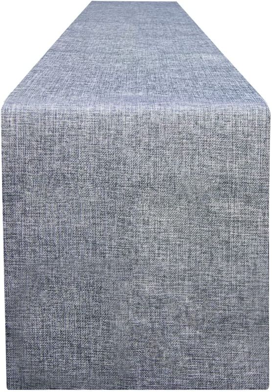 Photo 1 of Arinster Linen Table Runner, 14x72 Inches, Dark Gray