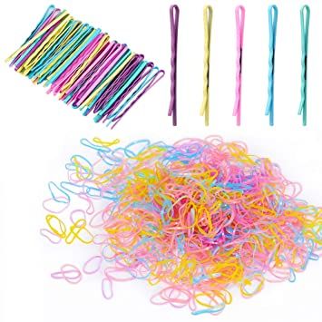 Photo 1 of 2500PCS Color Elastic Hair Bands with 50 Count Bobby Pins Set with Storage Box Hair Styling Pins, Mini Rubber Bands Soft Elastic Bands for Kid Hair Braids Hair, Baby Girls, Girls and Women - Multicolor