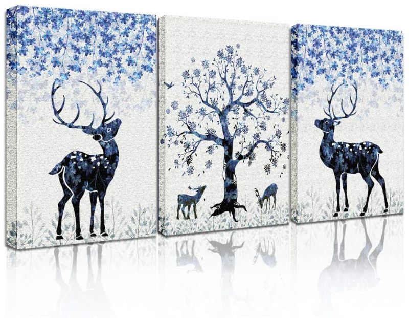 Photo 1 of 3 piece Framed Canvas Wall Art paintings for Modern kitchen Bedroom Decoration deer Canvas Prints inspiration posters Artwork for home walls-No Frame