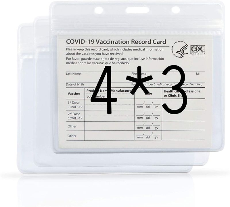 Photo 1 of 4X3 inch CDC Immunization Record Clear Badge Holder, 3 Pack