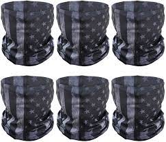 Photo 1 of 6 Pcs American Flag Outdoor Face Mask- Multifunctional Seamless Microfiber American Flag UV Protection Face Neck Shields Headwear for Men & Women Motorcycle Hiking Cycling Ski Snowboard, Grey