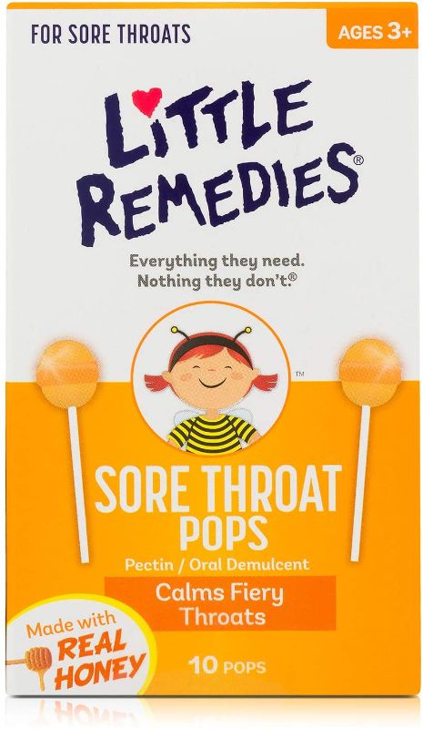 Photo 1 of Little Remedies Sore Throat Pops, Made With Real Honey, 10 Count, Best by 07/2021