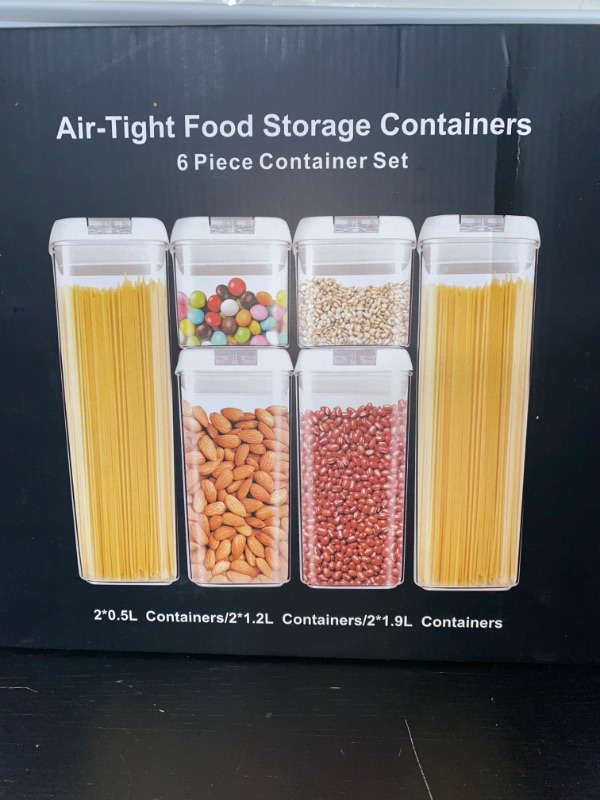 Photo 1 of air-tight food storage containers 6 piece container set, 2 x 0.5 liter, 2 x 1.2 liter, 2 x 1.9 liter