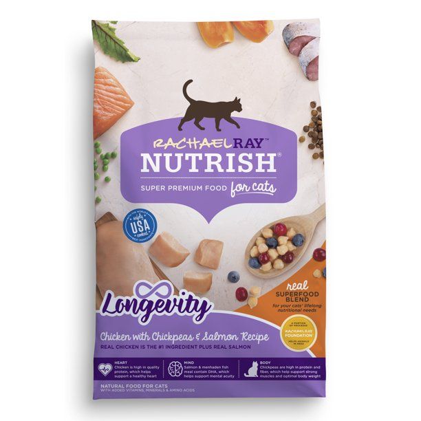 Photo 2 of Rachael Ray Nutrish Longevity Natural Chicken with Chickpeas & Salmon Recipe Dry Cat Food - 3lb, Best by 10/04/2021