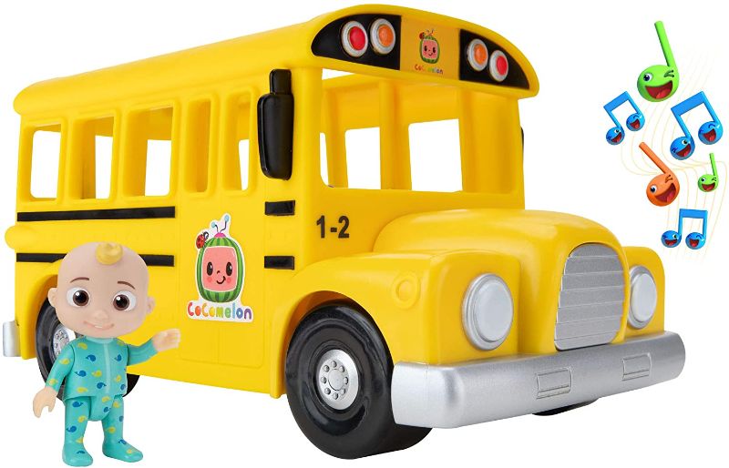 Photo 1 of CoComelon Official Musical Yellow School Bus, Plays Clips from ‘Wheels on The Bus,’ Featuring Removable JJ Figure – Character Toys for Babies, Toddlers, and Kids