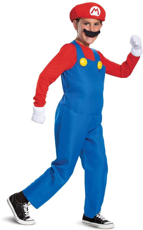 Photo 1 of Disguise Nintendo Mario Deluxe Boys' Costume Red, L (10-12) MISSING ONE GLOVE AND MUSTACHE