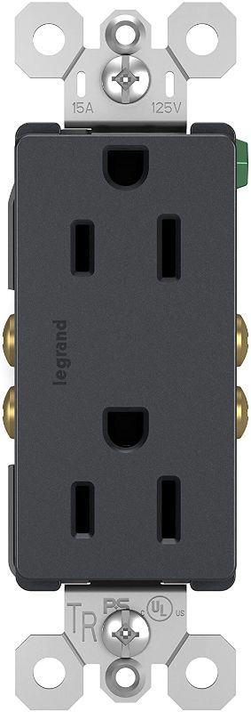 Photo 1 of Legrand-Pass & Seymour 885TRGCC12 Tamper-Resistant Duplex Outlet, Graphite