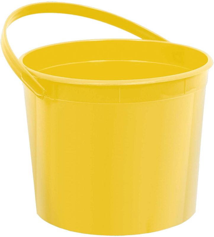 Photo 1 of amscan Plastic Bucket | Yellow Sunshine | Party Accessory, 6.25" x 4 1/2"