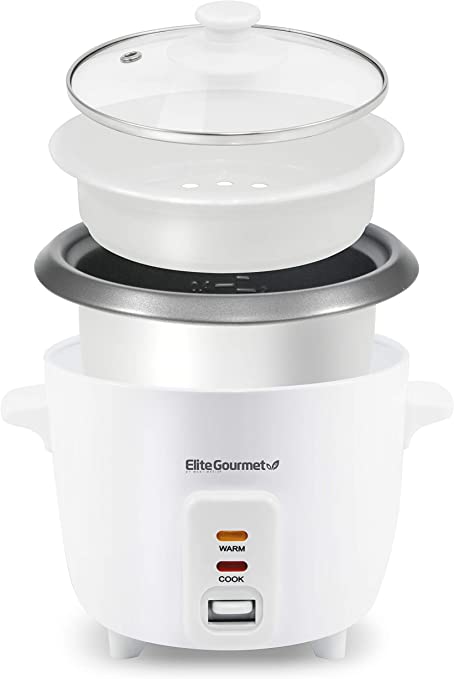 Photo 1 of Elite Gourmet ERC-006NST Electric Rice Cooker with Non Stick Inner Pot Makes Soups, Stews, Grains, Cereals, Keep Warm Feature, 6 Cups, White (MISSING WHITE DISH)