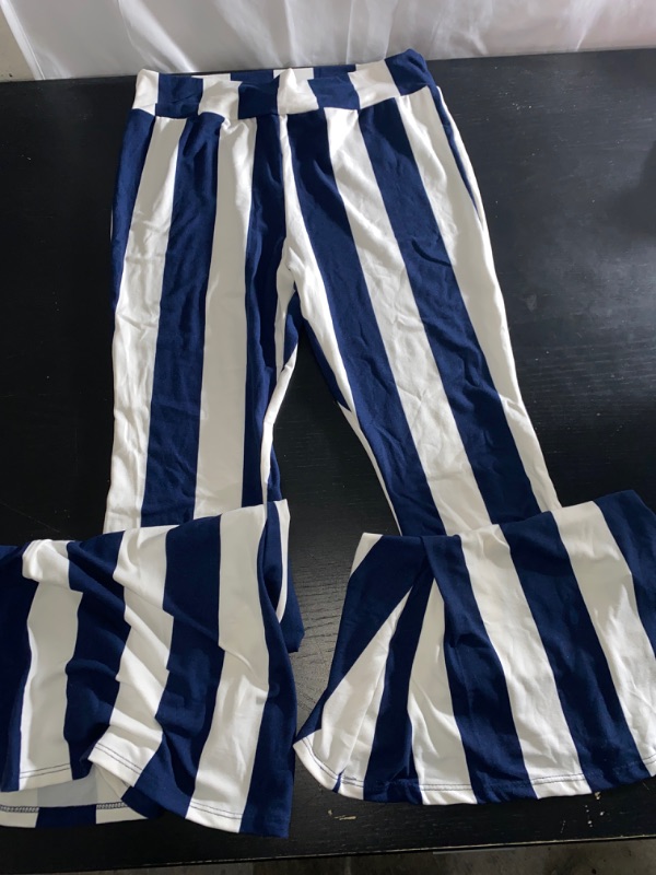 Photo 1 of GOT Style Women's Bell Bottom Pants, Navy/White Striped, Medium 