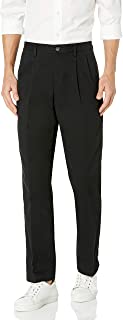 Photo 1 of Amazon Essentials Men's Classic-fit Wrinkle-Resistant Pleated Chino Pant, Black, 34W x 32L