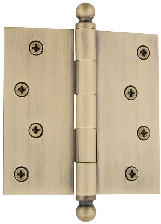 Photo 1 of Nostalgic Warehouse 728357 4" Ball Tip Residential Square Corners Door Hinge, Antique Brass