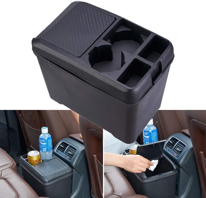 Photo 1 of Car Trash Can Bin Waste Container Multi-Function Storage Box Car Cup Holder Car Organizer