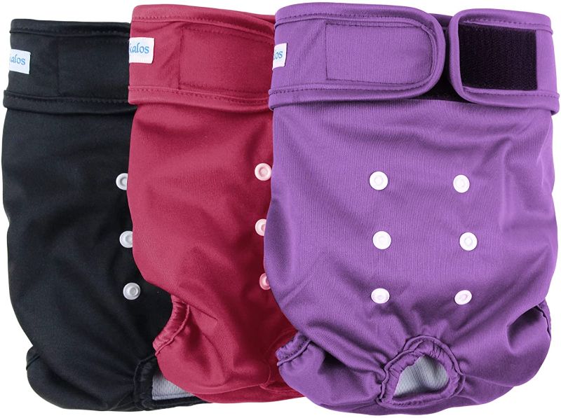 Photo 1 of Leekalos Reusable Washable Dog Diapers Female (3 Pack) - Highly Absorbent Doggie Diapers - Size Adjustable Puppy Diapers for Dog Period Panties, Large