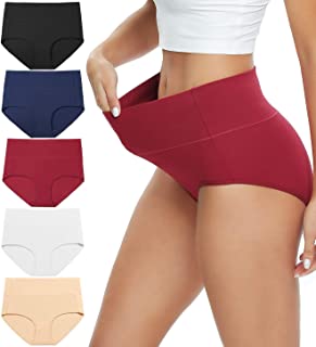 Photo 1 of Altheanray Womens Underwear Cotton Briefs - High Waist Tummy Control Panties for Women Postpartum Underwear Soft, Pack of 5 (Assorted Colors) Medium
