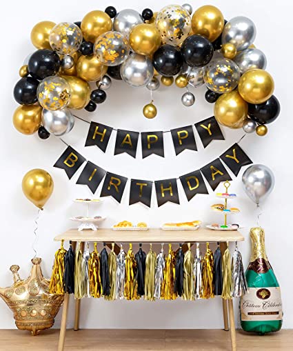 Photo 1 of Black Gold Birthday Party Decorations & Balloons for Birthday Party Supplies