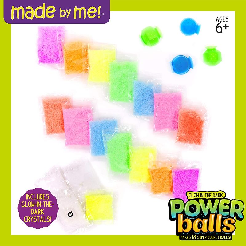 Photo 1 of Made By Me Glow The Dark Powerballs by Horizon Group USA, DIY STEM Kit. Make 18 Bouncy Crystal Power Balls, Molds and Instructions Included, Multicolored