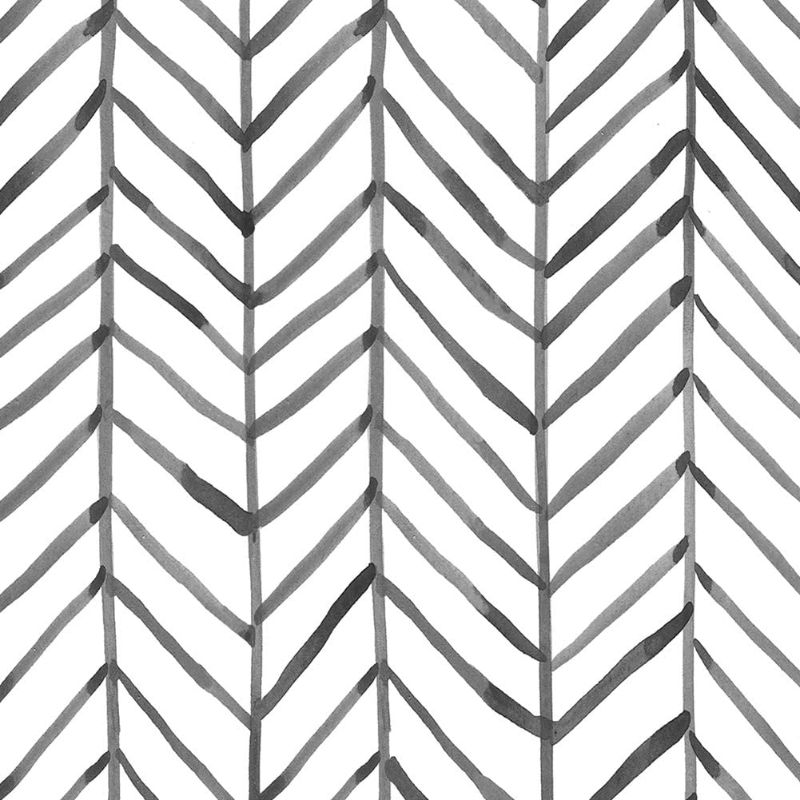 Photo 1 of 5 Rolls of Modern Stripe Peel and Stick Wallpaper Herringbone Black White Vinyl Self Adhesive Decorative 17.7in x 9.8ft