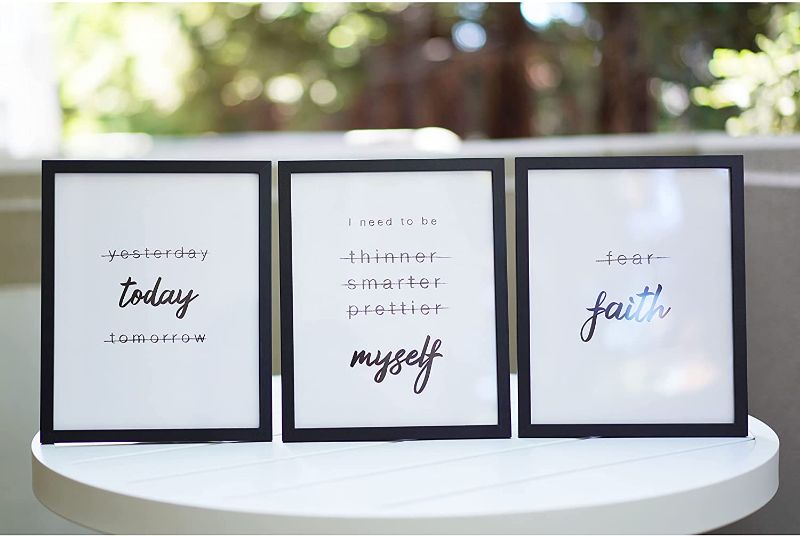 Photo 2 of Framed Motivational Wall Art 8 x 10", Set of 3 Positive Affirmations Wall Decor Quotes Wall Art Minimalist, Black and White Wall Art Home Office/Bedroom, by InsightOut
