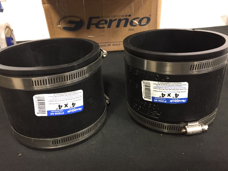 Photo 1 of 2 Fernco Schedule 40 4 in. Hub T X 4 in. D Hub PVC Flexible Coupling