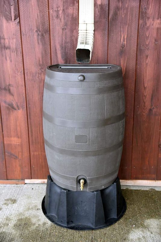 Photo 2 of 50-Gallon Rain Water Collection Barrel with Brass Spigot, Brown