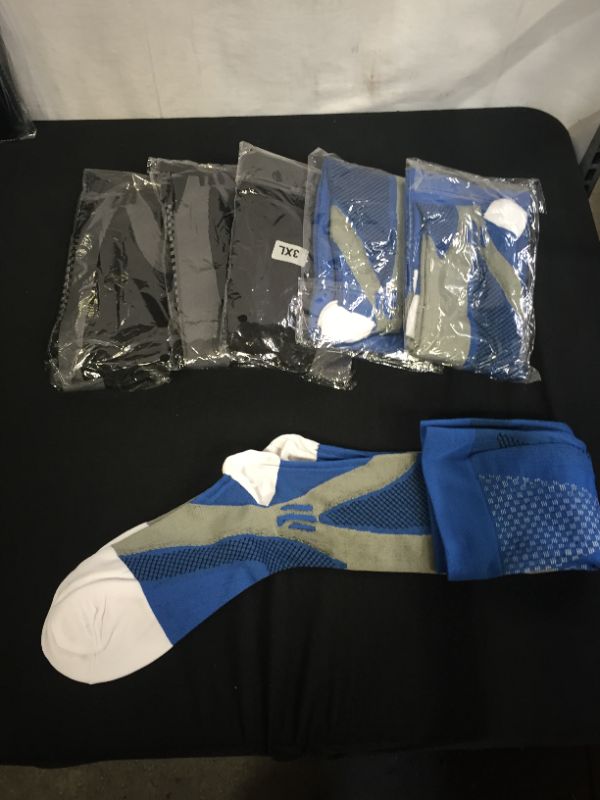 Photo 1 of 3XL LONG SOCKS BLACK/BLUE -- 6PCK