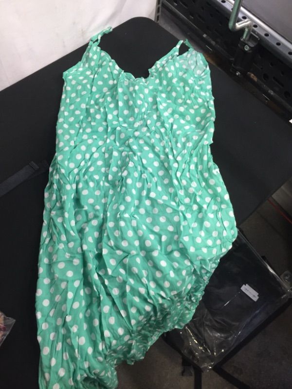 Photo 1 of WOMENS GREEN DRESS WHITE POLKA DOTS 
SIZE 6