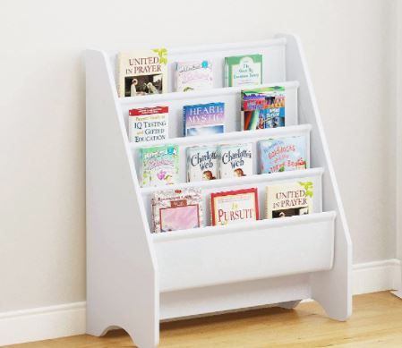 Photo 1 of  Kids Sling Bookshelf, Magazine Rack - Book Rack for Kids,Book Organizer (White)