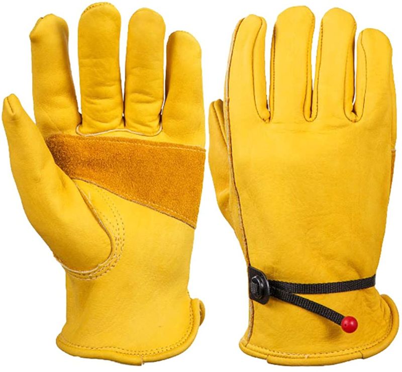 Photo 1 of Andyshi Cow Leather Work Gloves Protective Work Gloves Logging Builder Welding Gloves SIZE LARGE