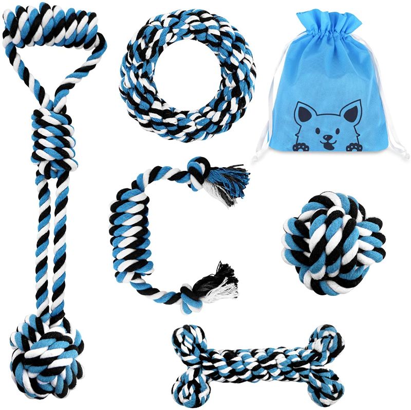 Photo 1 of BurgeonNest Puppy Teething Chew Toys, Rope Dog Toys for Small Dogs,Durable Interactive Dog Toys Set for Tug of War with Cute Bag 5 Pack