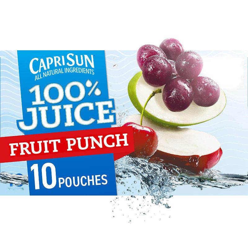 Photo 1 of 0NE BOX Capri Sun 100% Juice, 10 Count, 6 Ounce Bags EXPIRES 4/9/2022