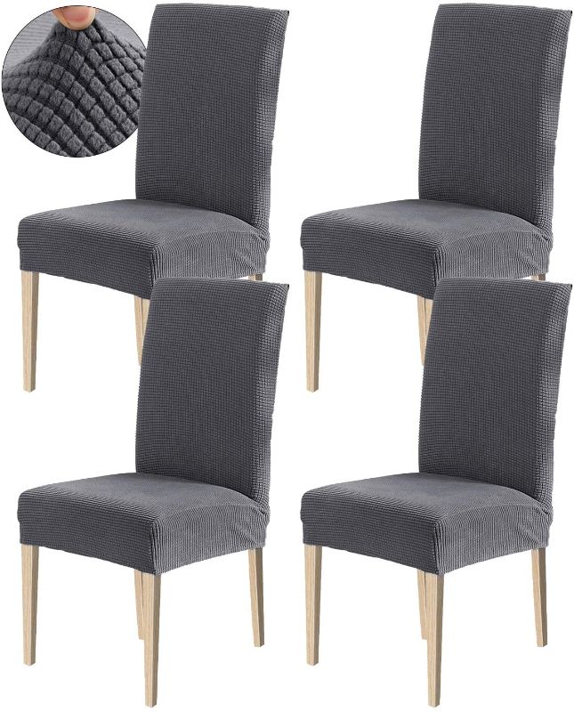 Photo 1 of Dining Chair Covers Stretch Jacquard Slipcovers Anti-Stain Removable Washable Parsons Chair Protector for Dining Room Banquet Ceremony Wedding Party Hotel Restaurant (SET OF 4)