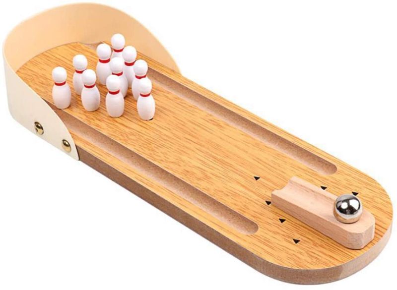 Photo 1 of Halloluck Mini Bowling Game Mini Wooden Desktop Bowling Game Mini Tabletop Bowling for Kids Adults, Mini Desk Ball Game