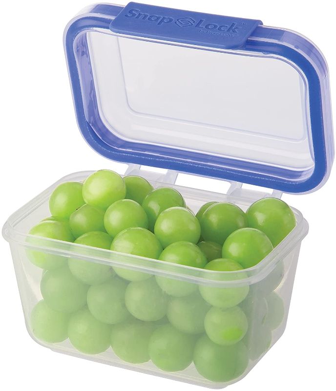 Photo 1 of 2-Cup Storage Container - Blue, Easy-To-Open, Leak-Proof Silicone Seal, Snap-Off Lid, Stackable, BPA FREE PACK OF 2